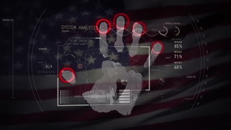 animation of data processing over biometric handprint