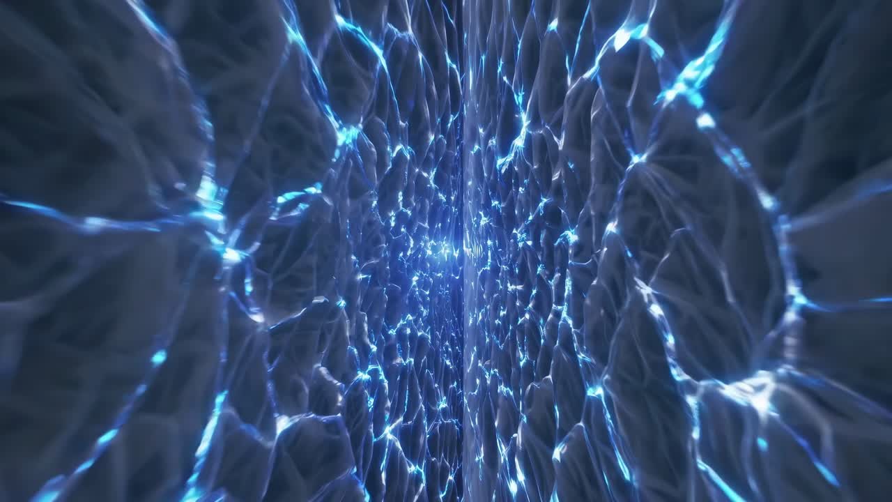 Vibrant abstract image featuring blue light patterns and textured surface creating a dynamic visual effect