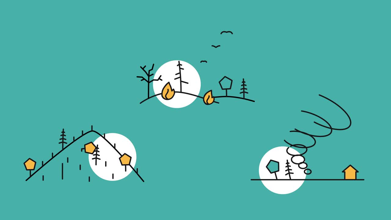 파란색 배경에 설정 된 만화 기후의 4k 비디오.