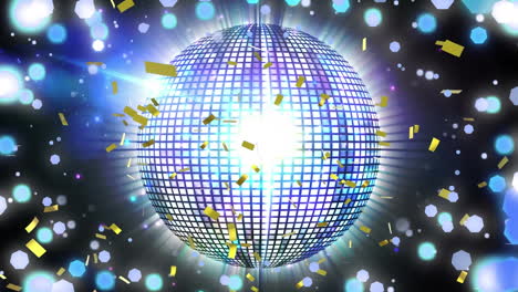 animación de retro espejo disco bola y luces de hadas de navidad parpadeando.