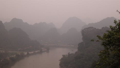 high viewpoint of river and mountain layers in the mountainous region of ninh ninh in northern vietnam