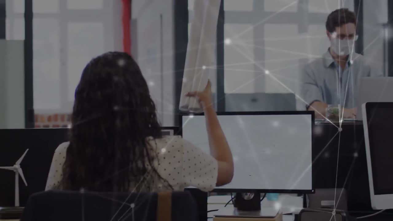animación de la red de conexiones sobre personas de negocios en la oficina