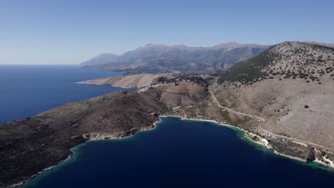 empty descriptive plane from a bird's eye view ascending and advancing on the albanian coast in palermo, sh8