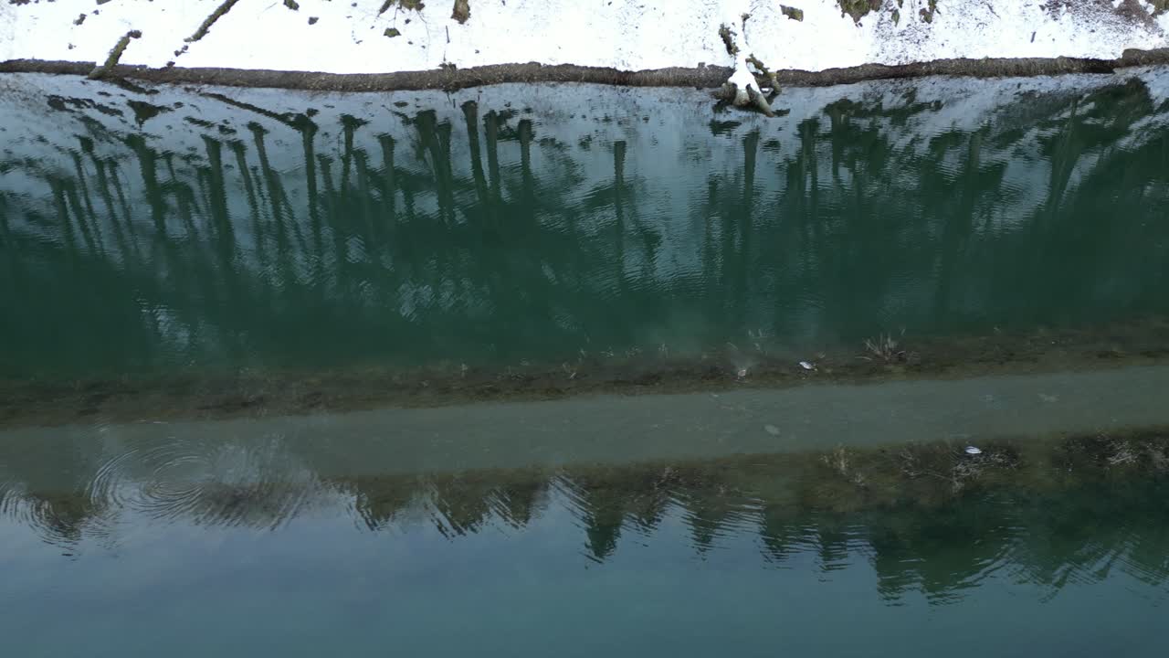 Obersee Glarus Switzerland submerged roadway in turqouise river