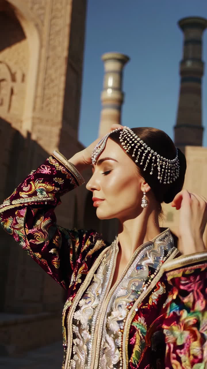 Woman in Traditional Uzbek Clothing
