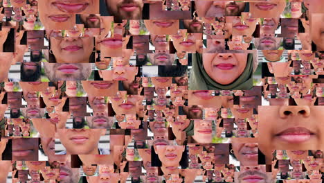 sonrisa, dientes y collage bucal con la gente