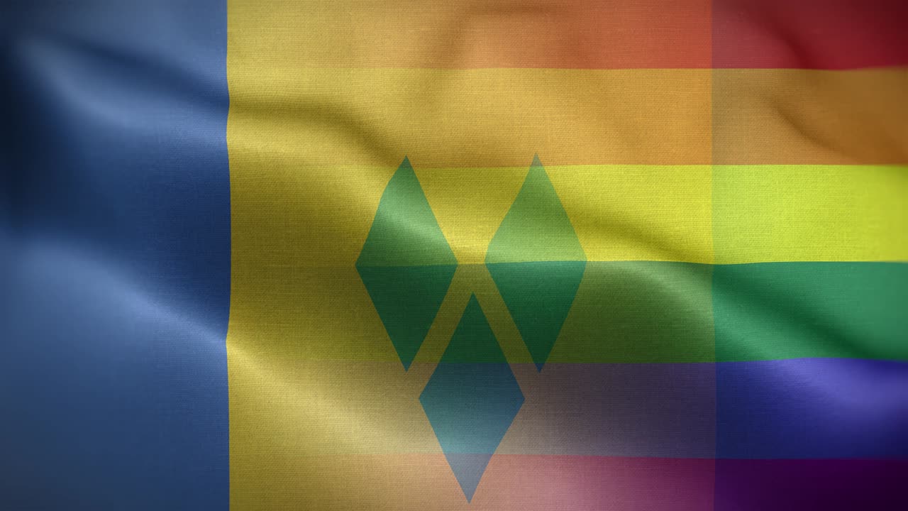 Sfondo in loop 4K con bandiera LGBT di Saint Vincent e Grenadine.