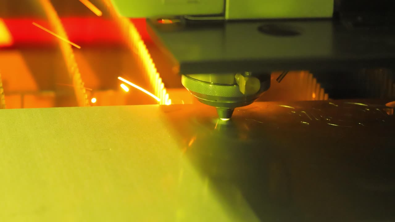 CNC Laser cutting of metal, modern industrial technology.