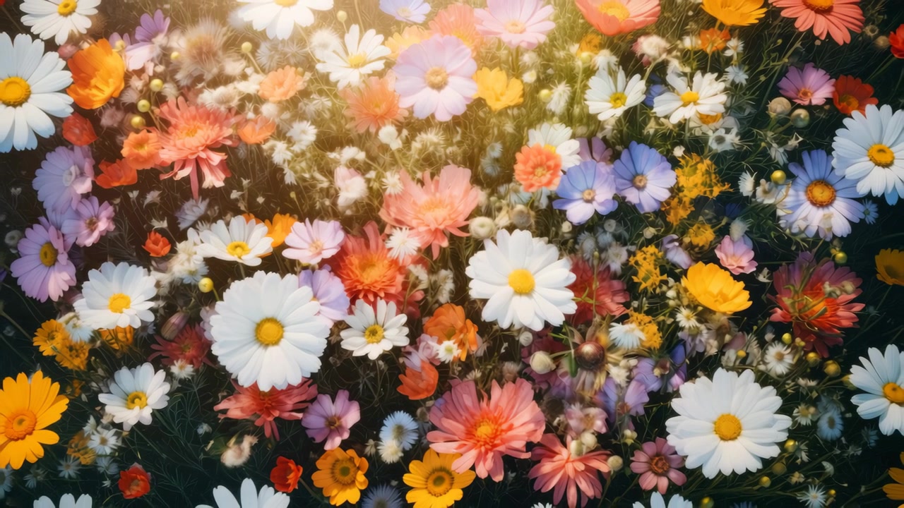 Lebendige Wildblumen blühen auf einer sonnigen Wiese