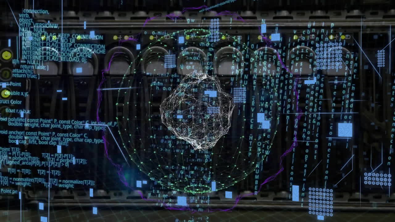 animación del procesamiento de datos a través de un servidor informático