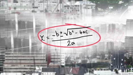 animation of financial data processing over city