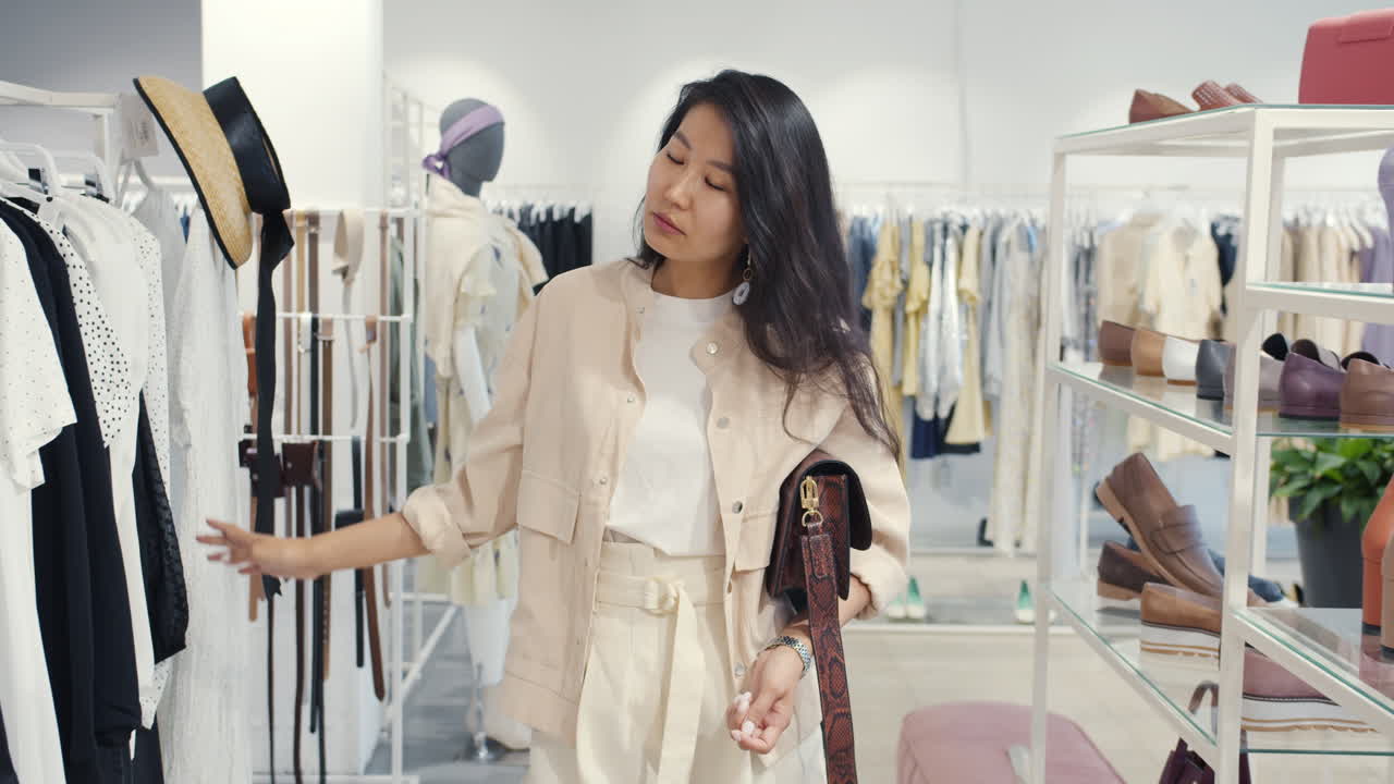 Woman Shopping for Clothes and Shoes in a Fashion Boutique