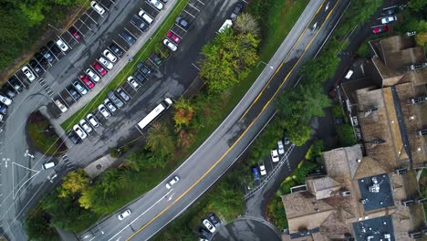 Overhead-aerial-of-the-tourist-facilities-at-Snoqualmie-Falls-in-Washington-State