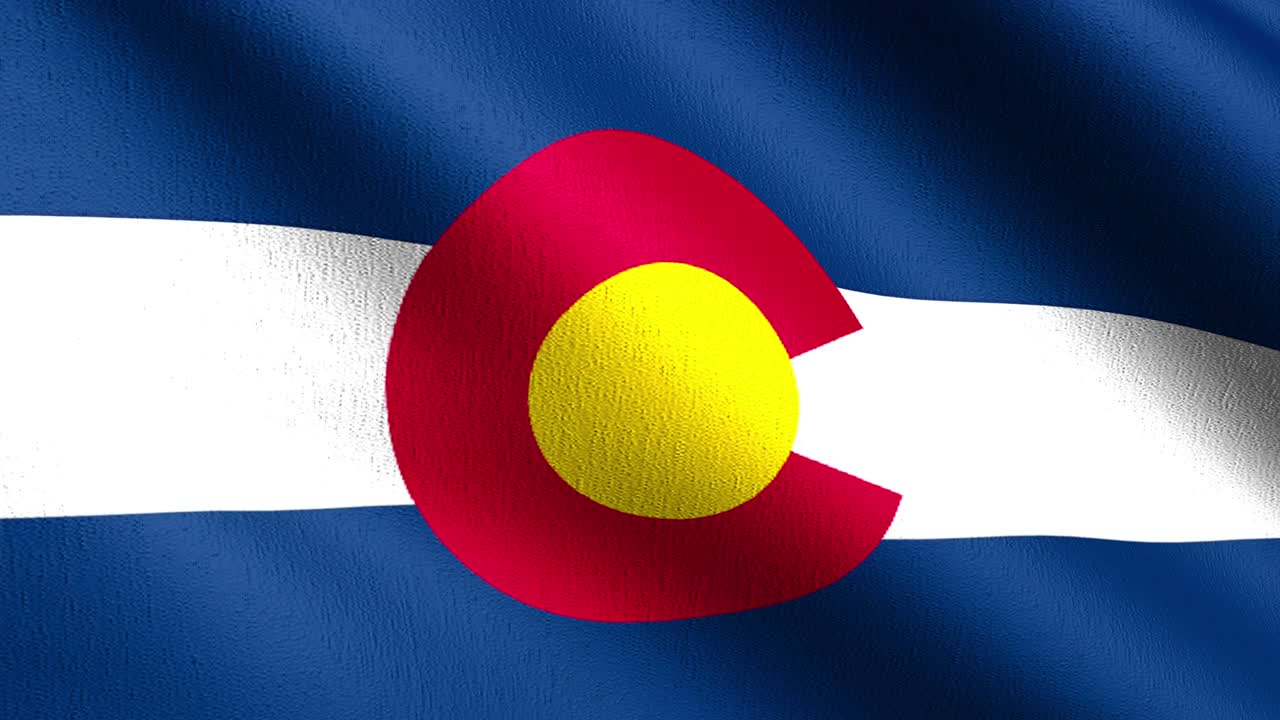 미국 콜로라도 주의 발, 바람에 불어서 고립 된 공식 애국적 추상 디자인, 흔들리는 표지 기호의 3d 렌더링 일러스트레이션.