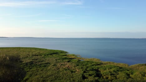 green shoreline. sea, ocean from the sky