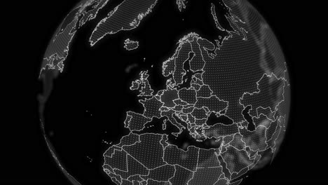 alemania país alfa para la edición de datos tecnología de análisis globo giratorio, video cinematográfico muestra un globo digital giratorio, haciendo zoom en alemania país alfa para la edición de plantilla