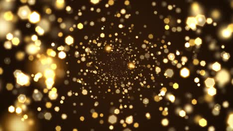 brillo de oro abstracto y partícula sobre fondo negro