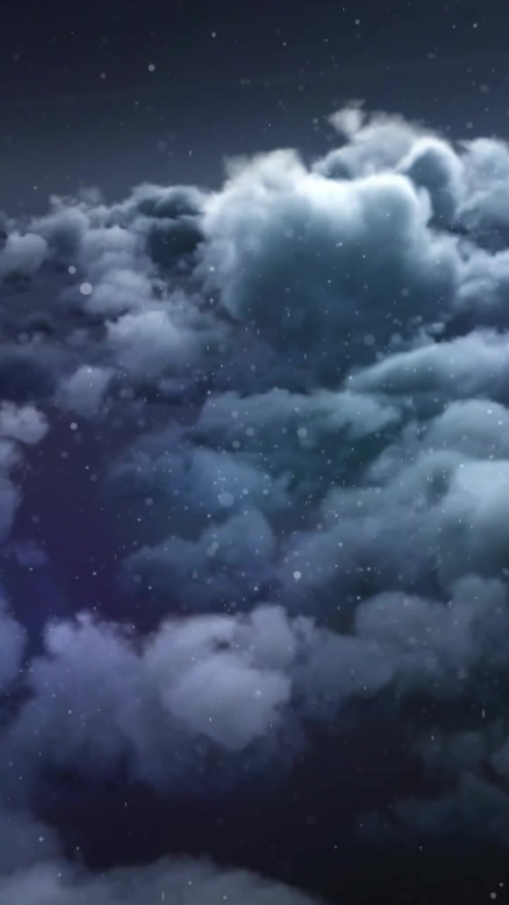 Animation of clouds and dots moving over dark sky