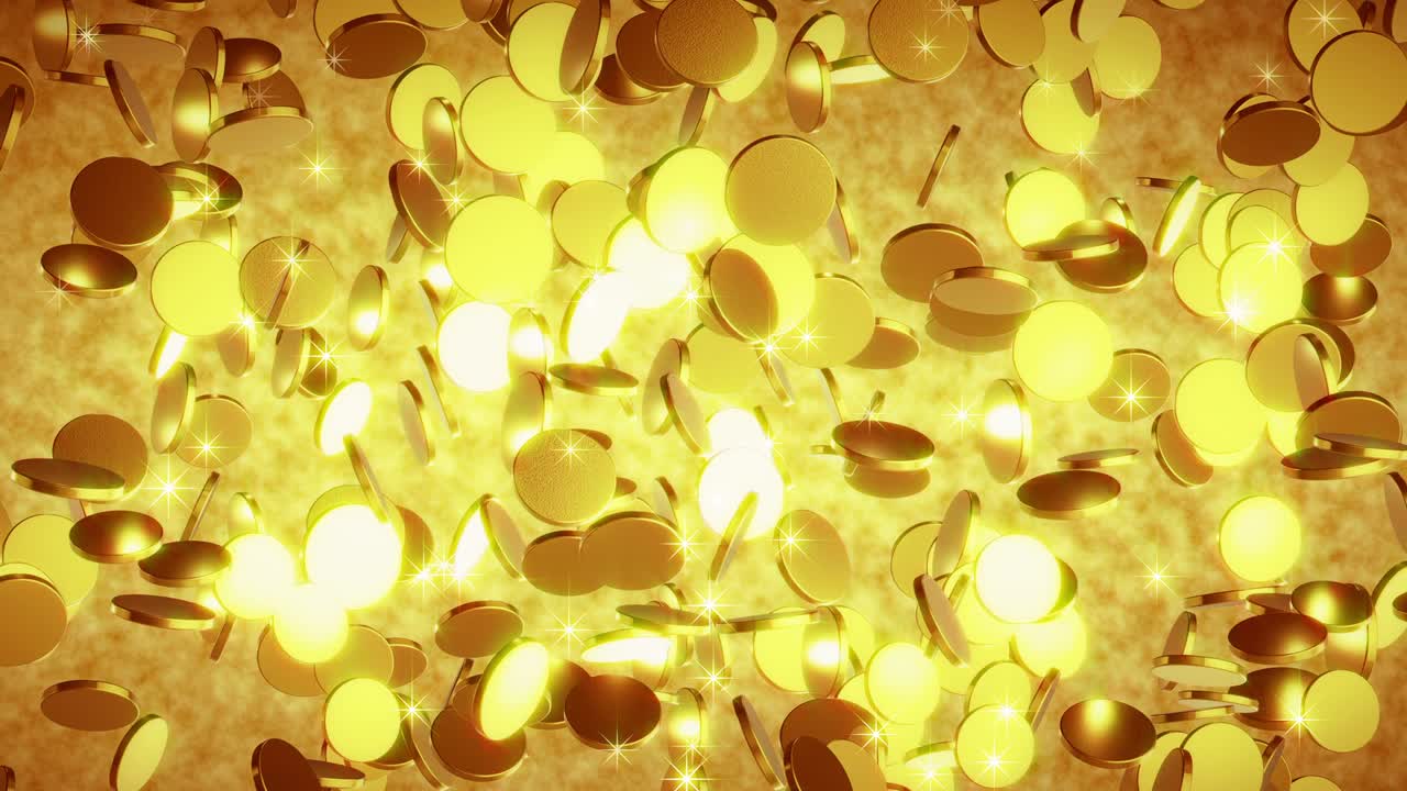 동전은 느린 동작으로 떨어집니다. 고품질의 동전이 떨어집니다. 완벽한 루프입니다.