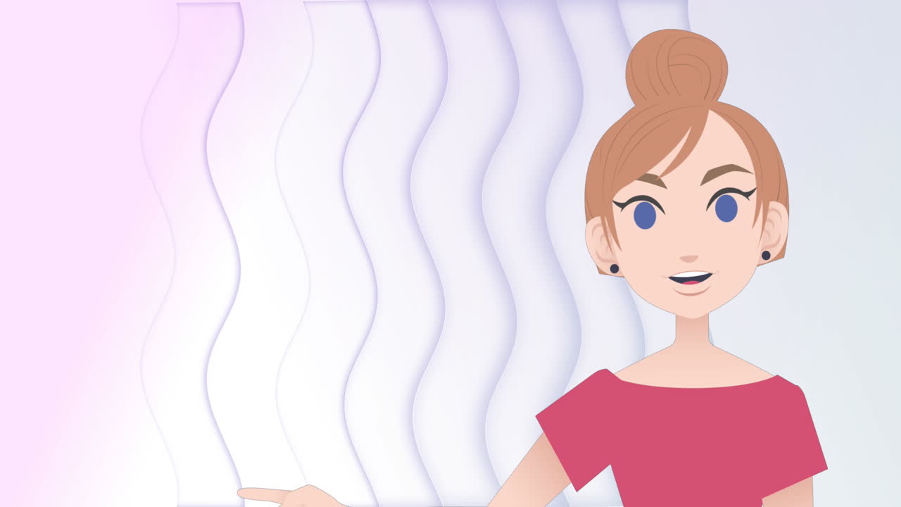 ⁇  배경 에 움직이는 파도 위 에 있는 여자 아이콘 의 애니메이션