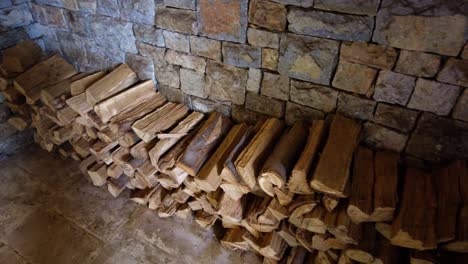 stack of firewood inside the shed