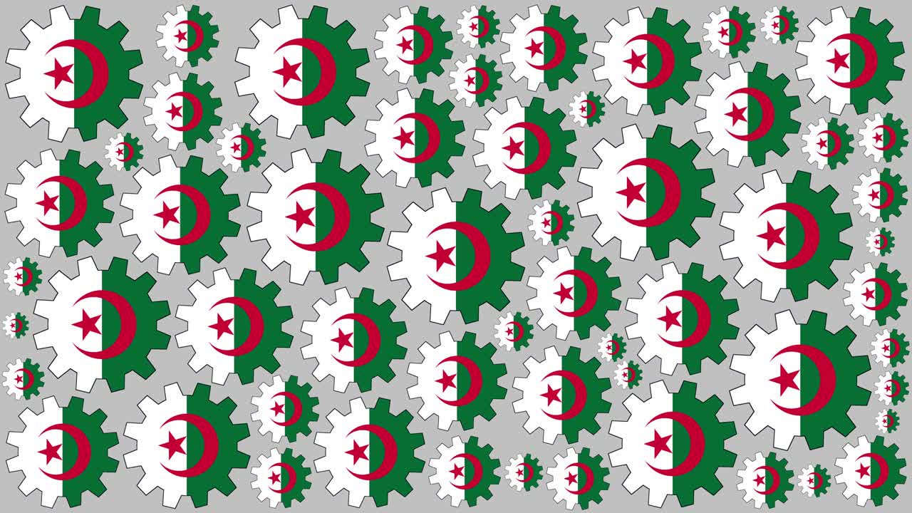 bandera argelina engranajes girando el fondo