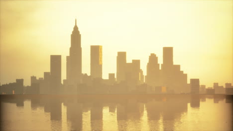 mystical panoramic view of business bay with purple sunrise