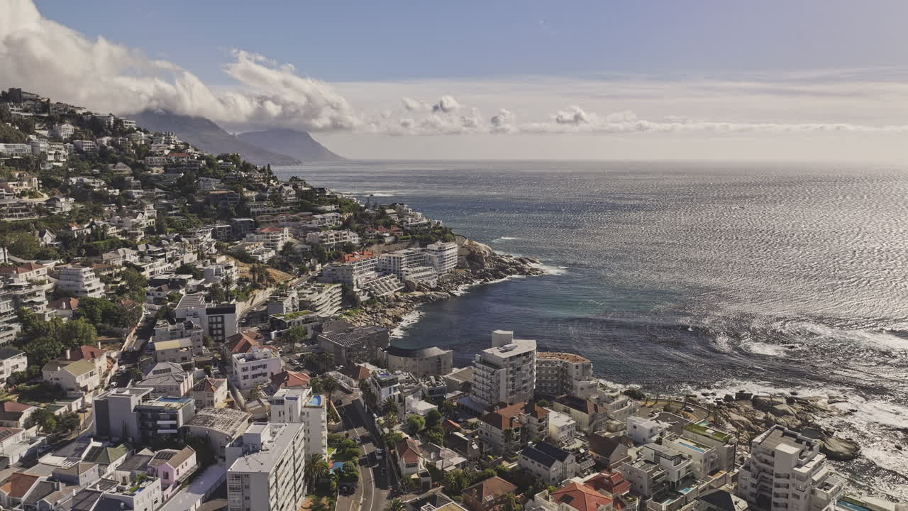 Cape Town South Africa Aerial v17 flyover Sea Point and Bantry Bay capturing vibrant coastal suburbs nestled on a hillside, overlooking the expansive ocean - Shot with Mavic 3 Pro Cine - Jan 10th 2024