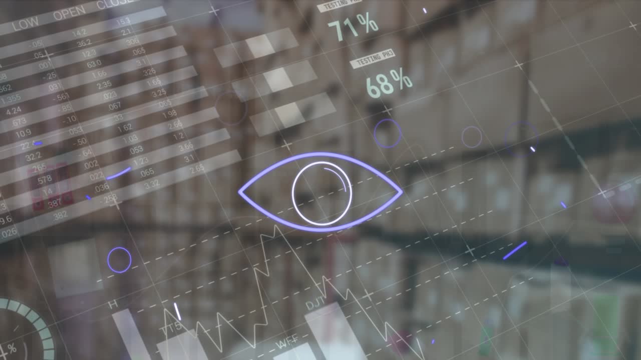 Animation of shapes and data processing over warehouse