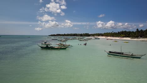 beautiful tropical beach with numerous boats