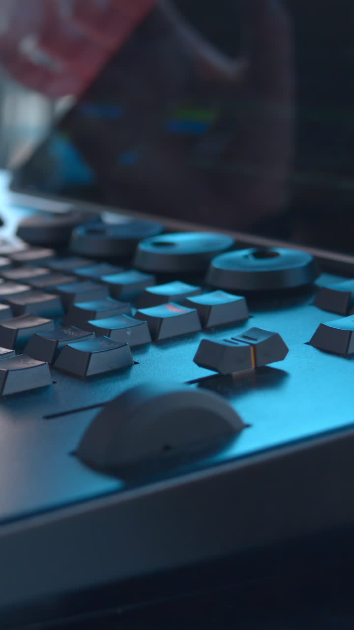 Close Up of Hand Using Professional Video Editing Control Panel