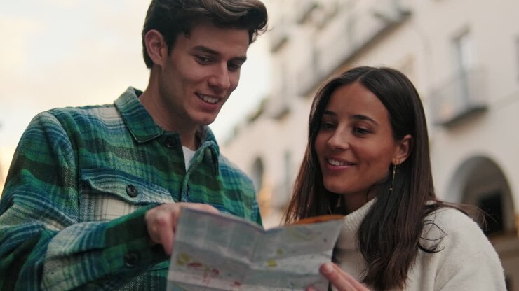 Couple Explores Seville With Map