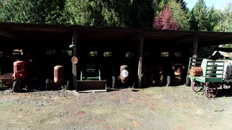 antique tractors on a farm in oregon