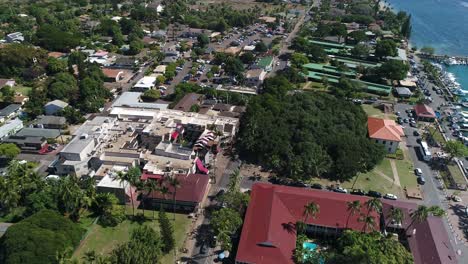 the historic lahaina boat harbor and banyan tree on front street, maui, prior to being completely burned down in the 2023 maui fires