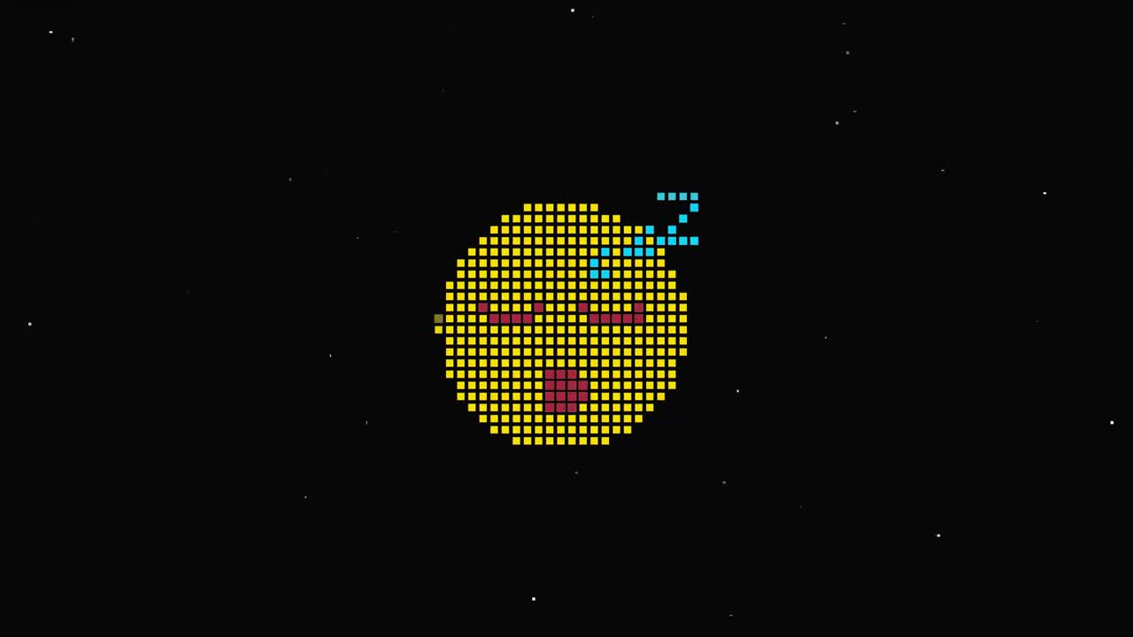 pixel smile hud símbolo holográfico en pantalla de televisión digital vieja animación de glitch de bucle sin costuras. corazones. retro dinámico y alegre. imágenes de video coloridas y vintage.