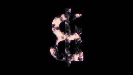 animación del símbolo del holograma de bitcoin girando sobre un fondo negro