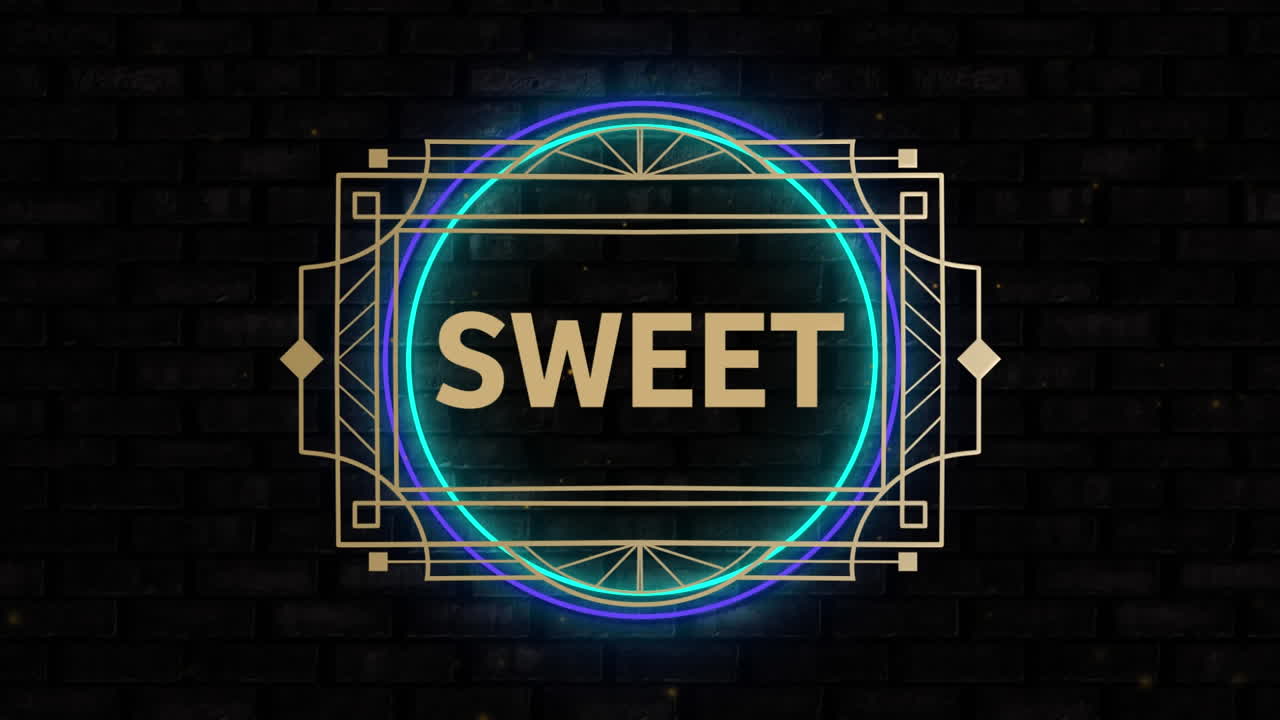 Animation of sweet text on black background