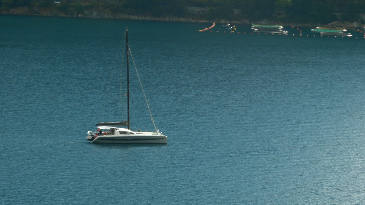 Catamaran sailing on a lake