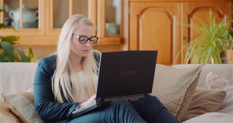 businesswoman doing home office work on laptop computer woman writing email on laptop