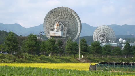 satellite dish at the kt sat satellite center in kumsan, south korea - static shot closeup