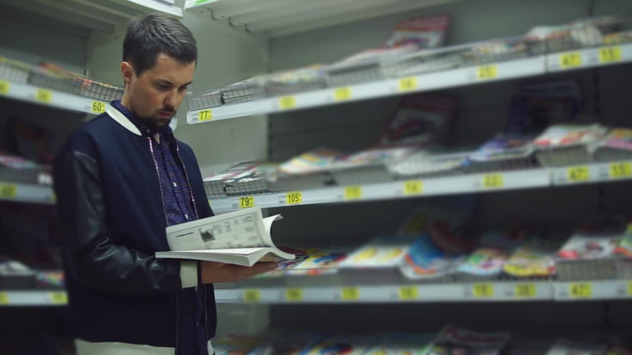 Man browsing magazines in a store