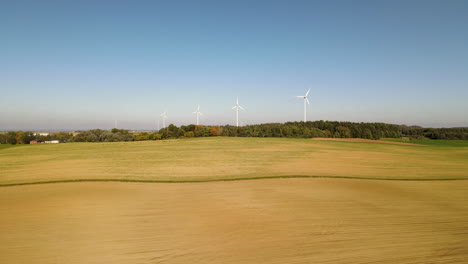 drone shot of brown countryside fields in november