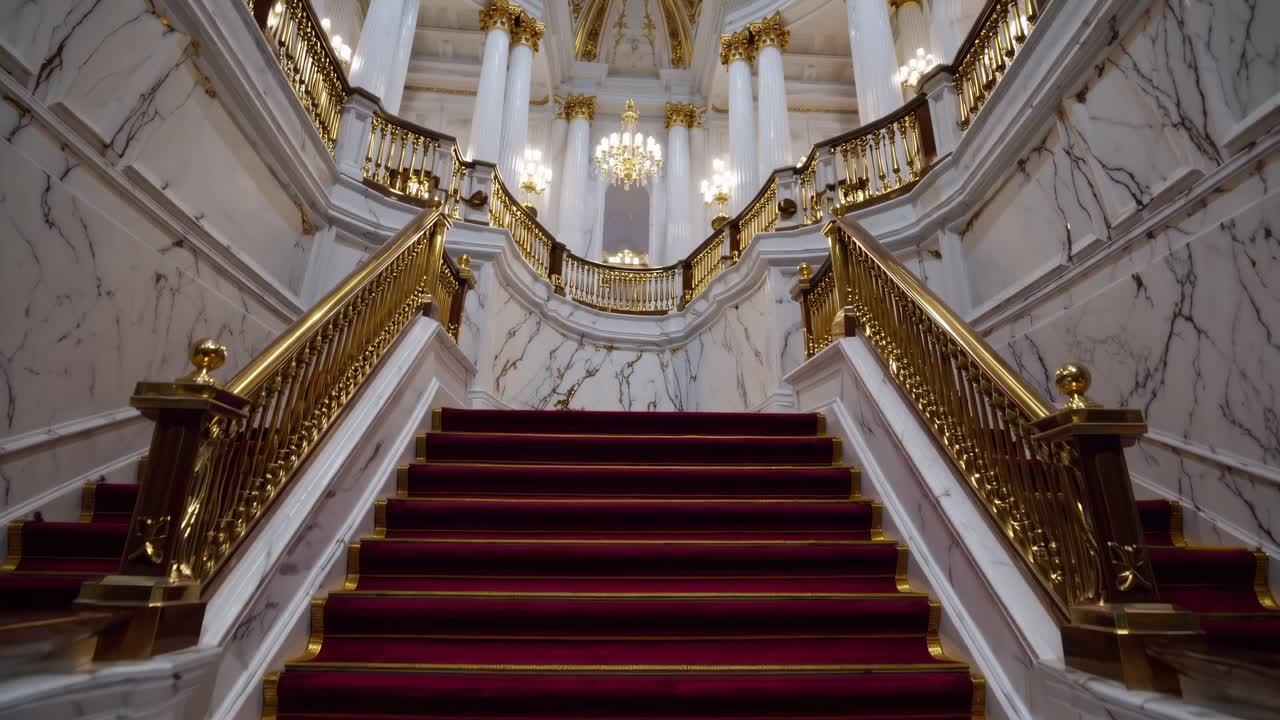 Close up of a white marble pillar with intricate gold veins, adding a touch of luxury and sophistication to a classic interior design, creating a visually striking and elegant architectural detail