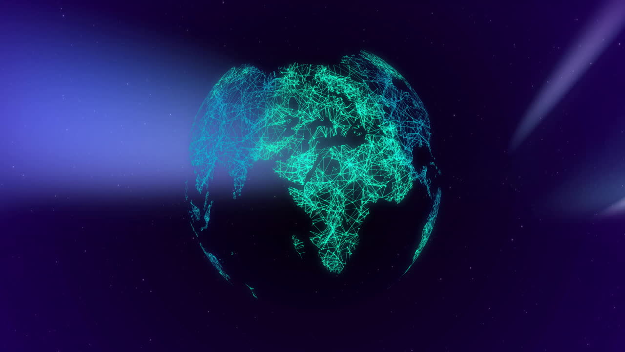 animación de rastros de luz sobre el globo giratorio