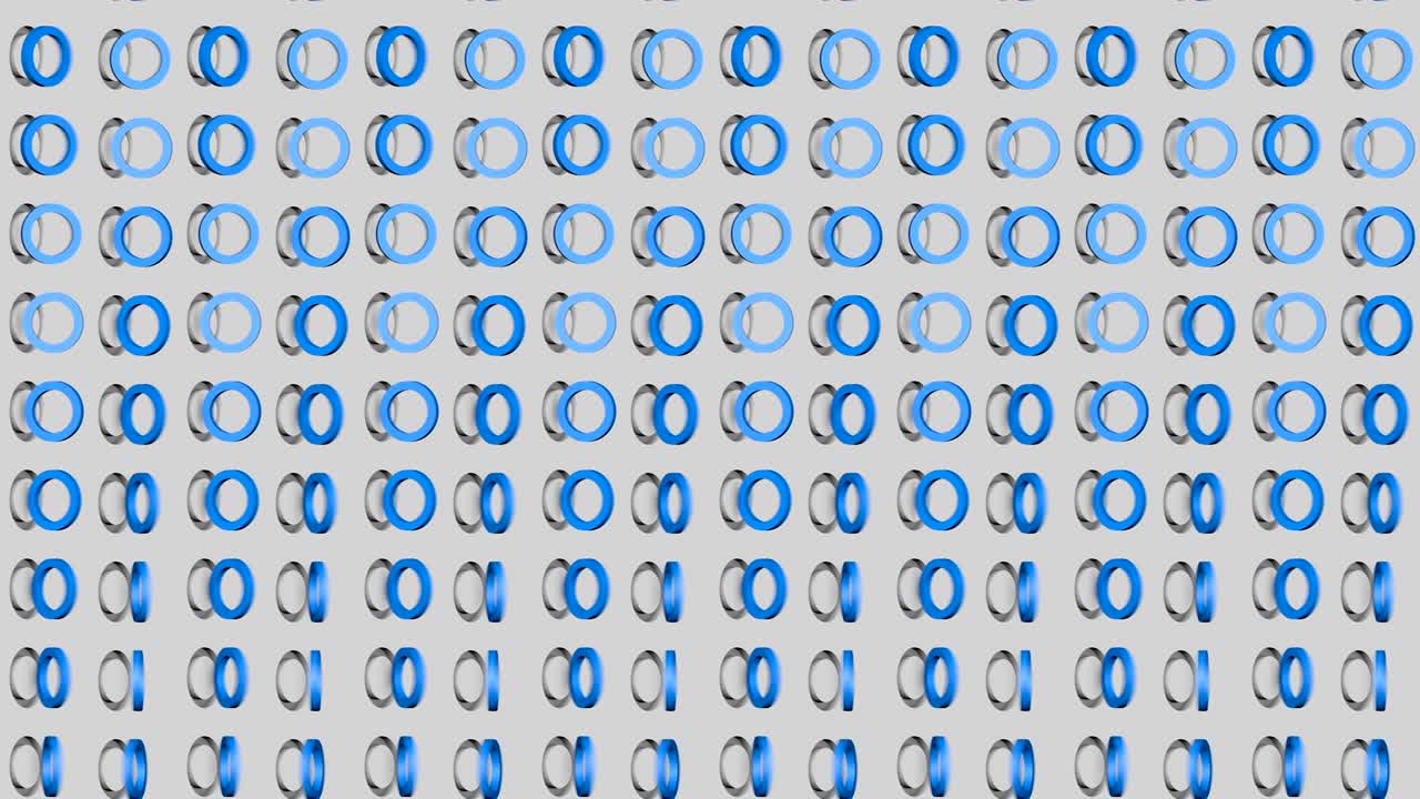 Abstract isometric background blue rings vertical waves motion