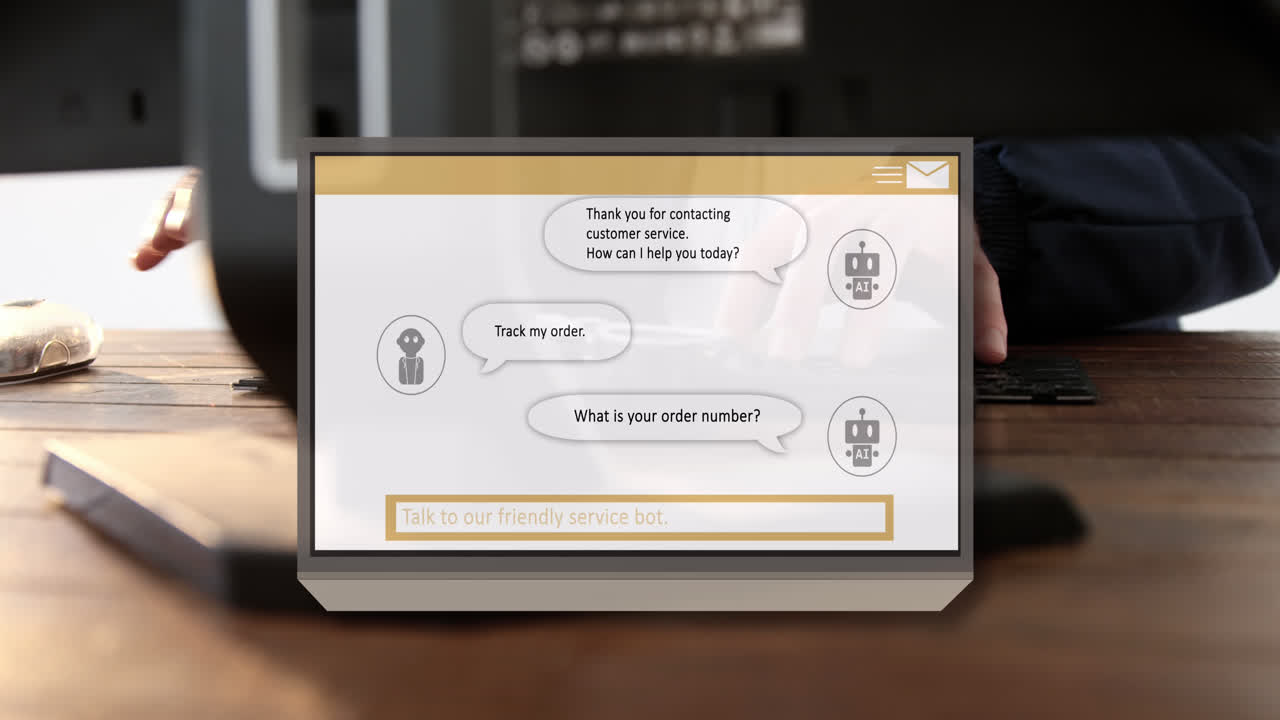 animación de todo el texto, iconos y procesamiento de datos sobre el hombre caucásico usando computadora