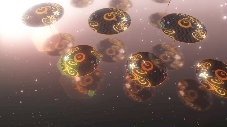 Animazione in loop di ombrello parasole giapponese e cinese.