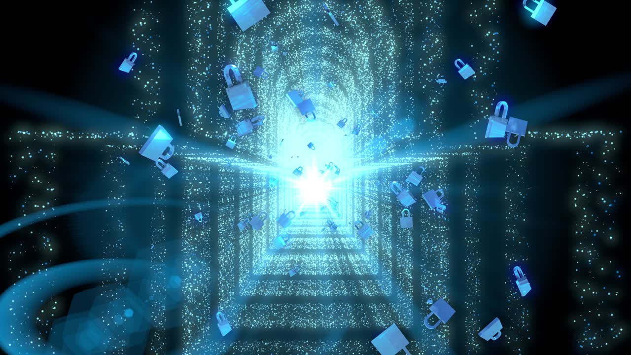 잠금 모양 빛 반이는 스트로크 네온 박이는 입자 루프 애니메이션