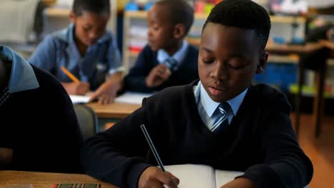 schoolkid studying in the classroom 4k