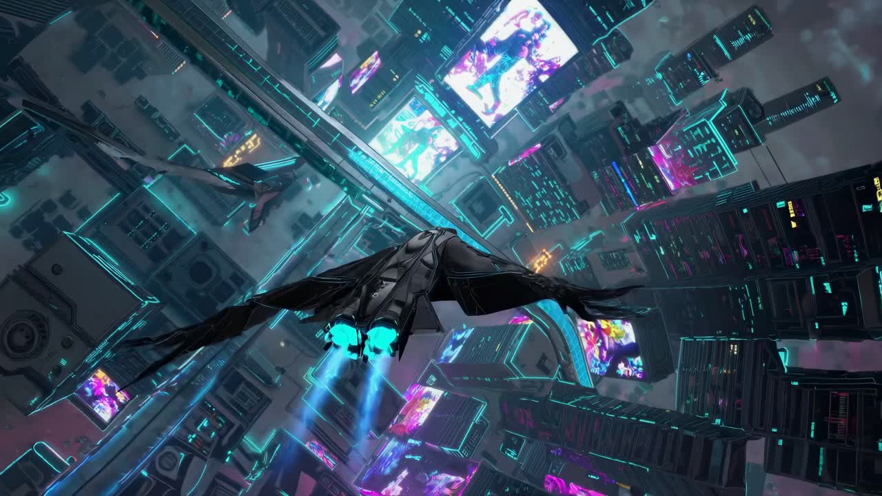 Cyberpunk City Flight